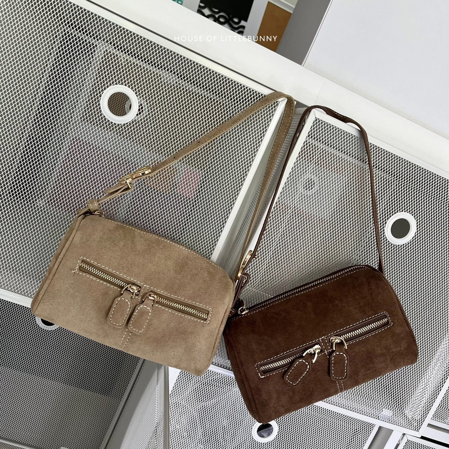 Zippillow Suede Bag - PU - Crossbody Handbag