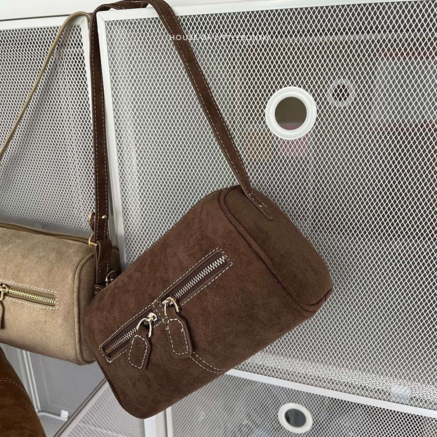 Zippillow Suede Bag - PU - Crossbody Handbag